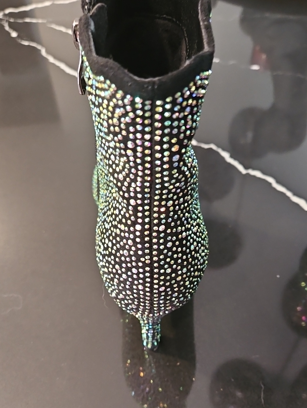 Patrizia Spring Step Rhinestone Ankle Boots Size 7 Black Sparkly Bootie - Picture 7 of 11